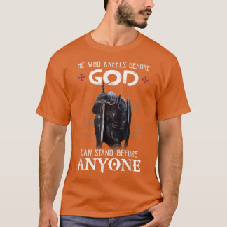 Mens Knight Templar Christlich Warrior He Who Knee T-Shirt
