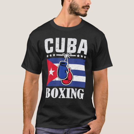 Mens Kuba Boxen mit Handschuhen und Kubanflagge Ku T-Shirt (Vorderseite)