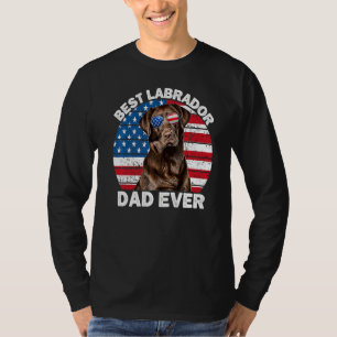 Mens Labrador Vater American Flag Brown Chocolate T-Shirt