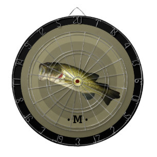 Mens Large Mouth Bass Fish Sport Hobby Monogram Dartscheibe