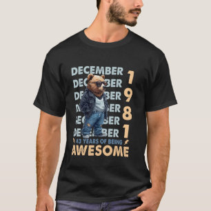 Mens Legend Dezember 1981 43. Geburtstagsbär 43 Ye T-Shirt