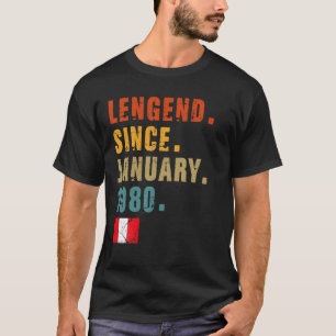 Mens Legend Seit Januar 1980 42. Geburtstag Peruv T-Shirt