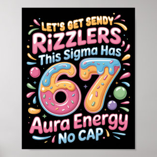 Mens Lets Get Sendy Lers Funny Gamer 67 Aura Poster