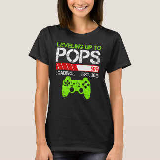 Mens Leveling Up To Pops Est 2023   New Dad Gamer  T-Shirt
