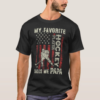 Mens Lieblings-Eishockey-Spieler ruft Me Papa US F T-Shirt