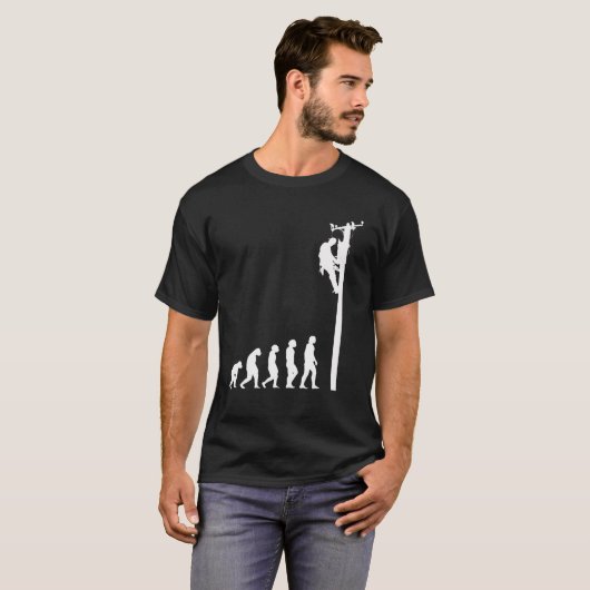 Mens Lineman Evolution Funny Electric Cable Man El T-Shirt (Vorne ganz)