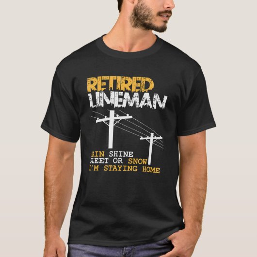 Mens Lineman Retirement Funny Electrician Occupati T-Shirt (Vorderseite)