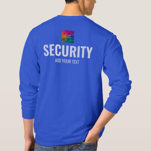Mens Long Sleeve Security Staff Member Deep Blue T-Shirt (Rückseite)