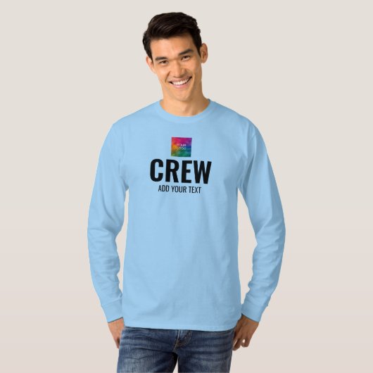 Mens Long Sleeve T - Shirt Crew Mitarbeiter (Vorne ganz)