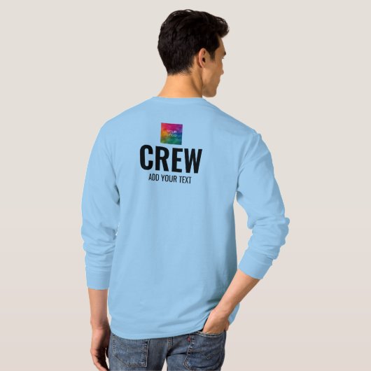 Mens Long Sleeve T - Shirt Crew Mitarbeiter (Schwarz voll)