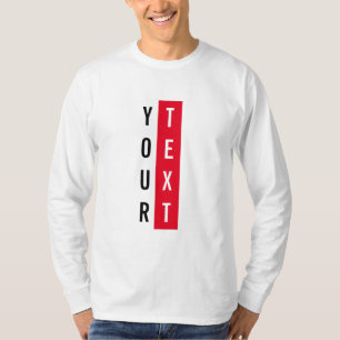 Mens Long Sleeve Weiß und Rot Modern Template T-Shirt