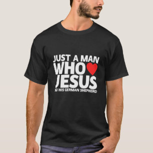 Mens Man Jesus German Shepherd Dog Liebe Welpe T-Shirt