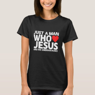 Mens Man Jesus Siberian Husky Dog Liebe Huski T-Shirt