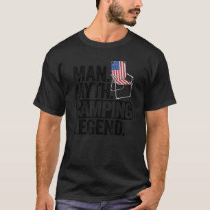 Mens Man Myth Camping Legend US American Flag Chai T-Shirt
