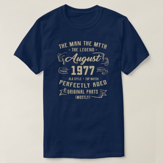 Mens Man Myth Legend August 1977 45th Birthday T-Shirt (Design vorne)