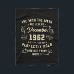 Mens Man Myth Legend December 1962 60th Birthday Fleecedecke<br><div class="desc">Mens Man Myth Legend December 1962 60th Birthday Gift 60 Years Gift. Perfect gift for your dad,  mom,  papa,  men,  women,  friend and family members on Thanksgiving Day,  Christmas Day,  Mothers Day,  Fathers Day,  4th of July,  1776 Independent day,  Veterans Day,  Halloween Day,  Patrick's Day</div>
