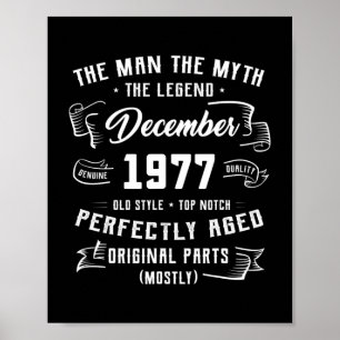 Mens Man Myth Legend Dezember 1977 45. Geburtstag Poster