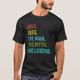 Mens Man Myth Legend Juli 1933 90. Geburtstag 90 Y T-Shirt