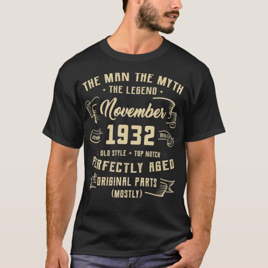Mens Man Myth Legend November 1932 90th Birthday G T-Shirt (Vorderseite)
