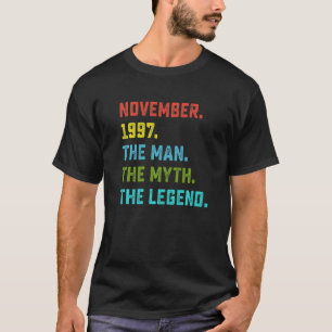 Mens Man Myth Legend November 1997 25. Geburtstag T-Shirt