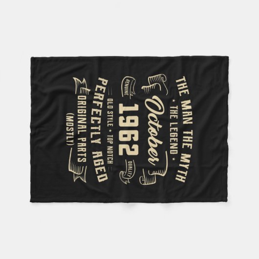 Mens Man Myth Legend October 1962 60th Birthday Fleecedecke (Vorderseite (Horizontal))