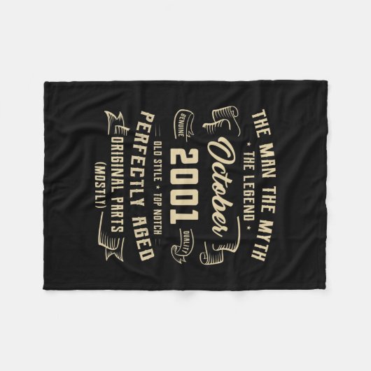 Mens Man Myth Legend October 2001 21st Birthday Fleecedecke (Vorderseite (Horizontal))