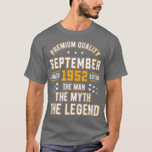 Mens Man Myth Legend September 1952 70. Geburtstag T-Shirt