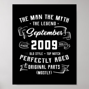 Mens Man Myth Legend September 2009 13. Geburtstag Poster