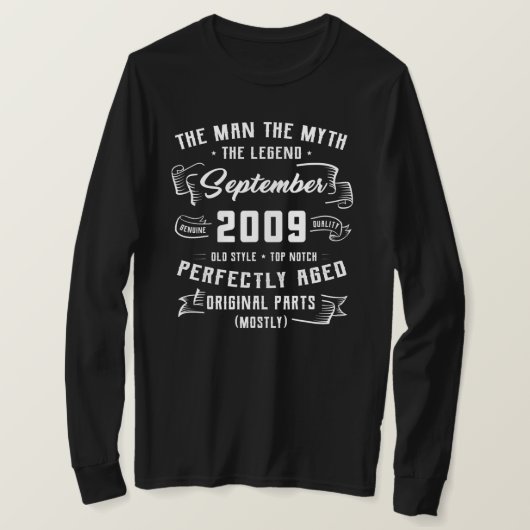 Mens Man Myth Legend September 2009 13th Birthday T-Shirt (Design vorne)
