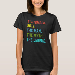 Mens Man Myth Legend September 2011 11. Geburtstag T-Shirt