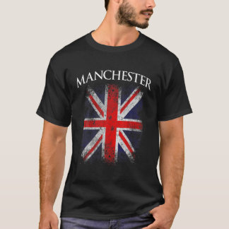 Mens Manchester Vintag Retro Britische Flag Funny T-Shirt