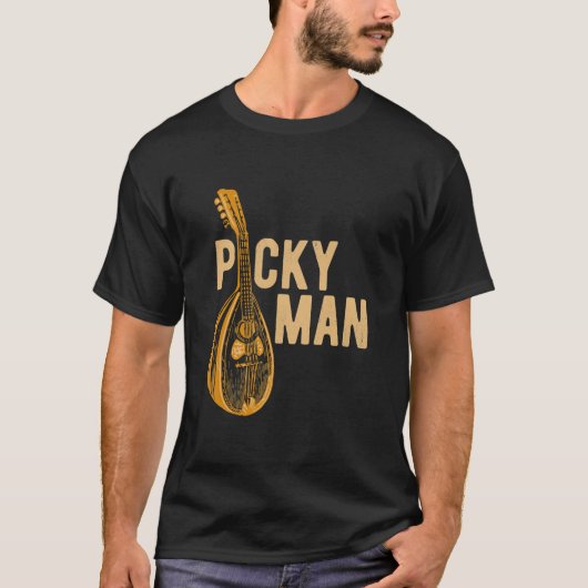 Mens Mandolin Player Picky Man Bluegrass Guitar T-Shirt (Vorderseite)