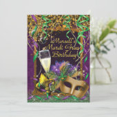 Mens Mardi Gras Geburtstagsparty Einladung (Stehend Vorderseite)