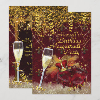 Mens Masquerade Mardi Gras Geburtstagsparty Einlad Einladung