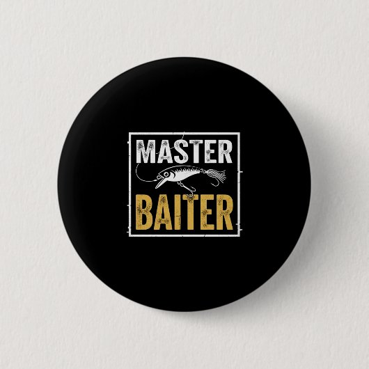 Mens master baiter funny fishing graphic button (Vorderseite)
