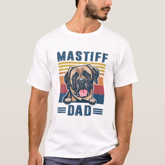 Mens Mastiff Vater Pater Retro Mastiff gibt Dog Da T-Shirt (Vorderseite)