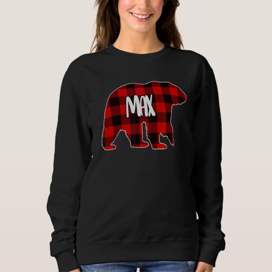 Mens Max Bear Custom Red Buffalo Karierte Weihnach Sweatshirt (Vorderseite)
