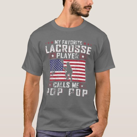 Mens Mein Lieblings-Lacrosse-Player ruft Pop-Pop a T-Shirt (Vorderseite)