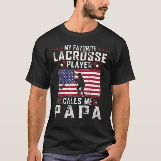 Mens Mein Lieblings-Lacrosse-Spieler ruft mich Pap T-Shirt (Vorderseite)