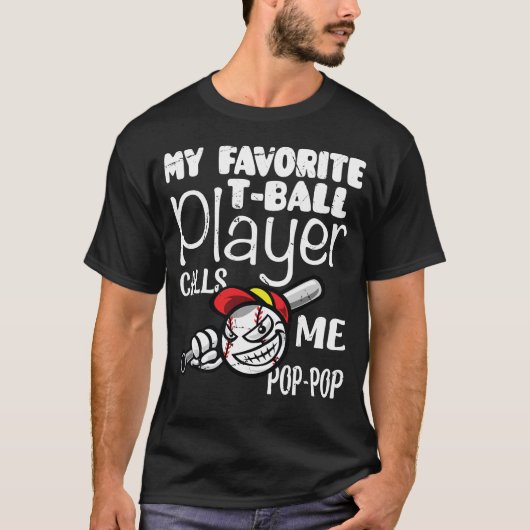 Mens Mein Lieblings-T-Ball-Player nennt mich Pop P T-Shirt (Vorderseite)