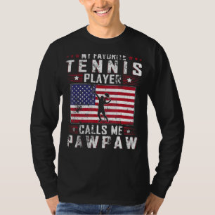 Mens Mein Lieblings-Tennisspieler nennt mich Pawpa T-Shirt