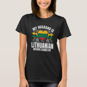 Mens mein Mann ist litauisches Stolperflagge T-Shirt