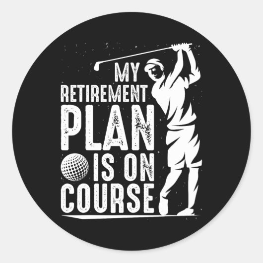 Mens mein Rentplan ist auf Kurs Funny Golf Re Runder Aufkleber (Vorderseite)