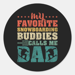 Mens Meine Lieblings-Snowboarden-Buddies nennen mi Runder Aufkleber