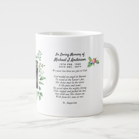 Mens Memorial Gift Bereavement Foto Liebe Erinneru Jumbo-Tasse (Vorderseite Rechts)