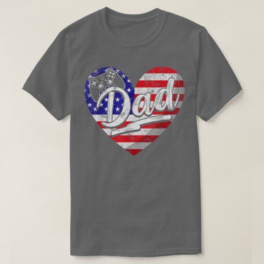 Mens Men Patriotic American Flag Herz Video Game T-Shirt (Design vorne)