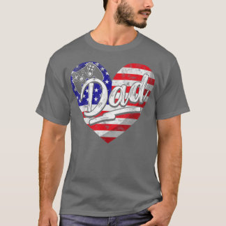Mens Men Patriotic American Flag Herz Video Game  T-Shirt