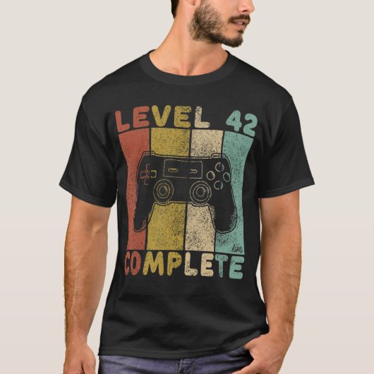 Mens Mens 42nd Birthday Men Gaming Level 42 Comple T-Shirt (Vorderseite)