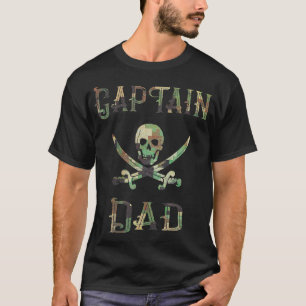Mens Mens Camouflage Kapitän Vater Pirate Seefett T-Shirt