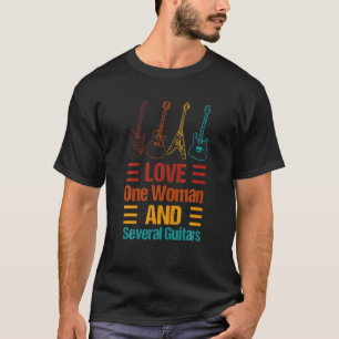 Mens Mens Liebe 1 Frau und mehrere Gitarren Cool T-Shirt
